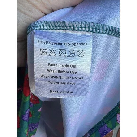 Bite Hard Performance Golf Polo Shirt Mens Medium Green Floral Stretch - Picture 5 of 7